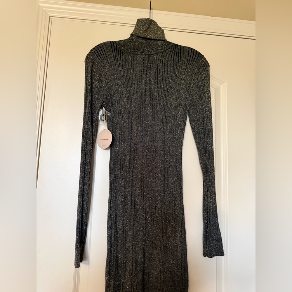 Camila Coelho Shimmering Black Long Sleeve Dress